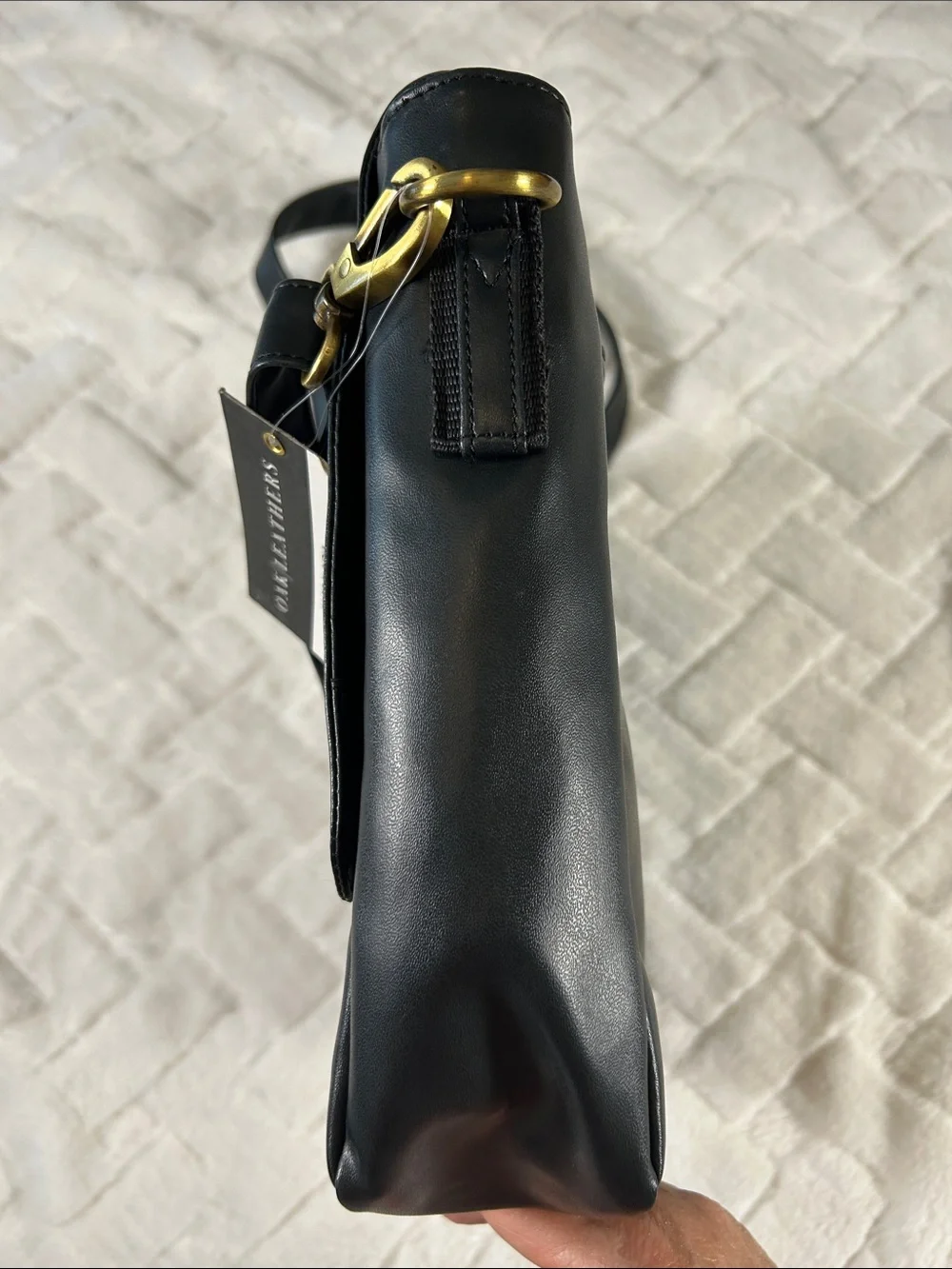 Oak Leathers Black Men's/Woman’s Vegan Leather Messenger Bag 14 x 11 x 3